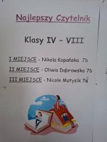 Wyniki w czytelnictwie klas